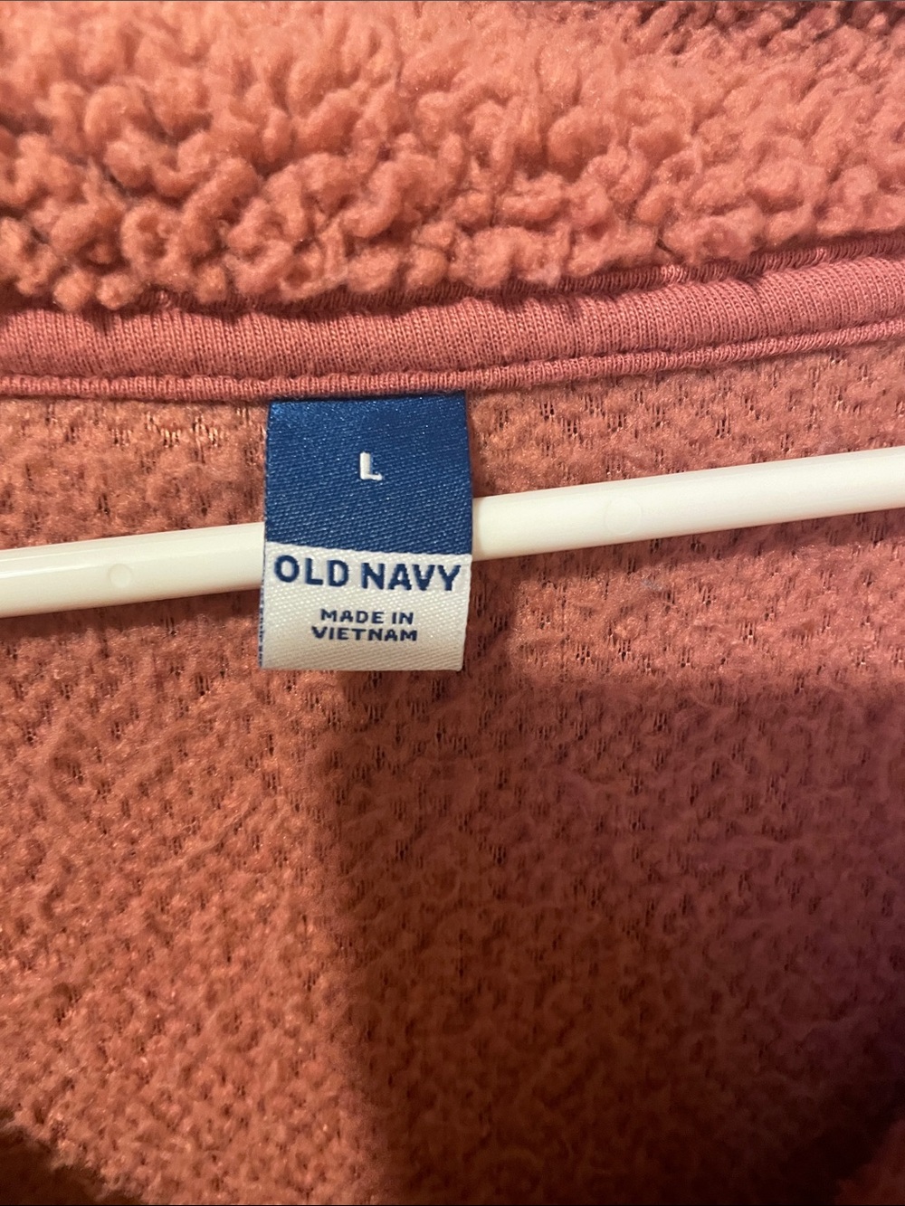 Old Navy Dusty Rose Teddy Sherpa Quarter-Zip Jacket - Picture 3 of 5